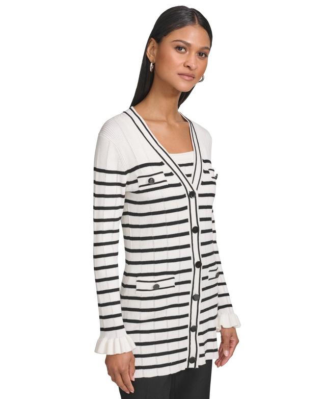 Karl Lagerfeld Womens Button-Front Long-Sleeve Cardigan - Sft Wt Product Image