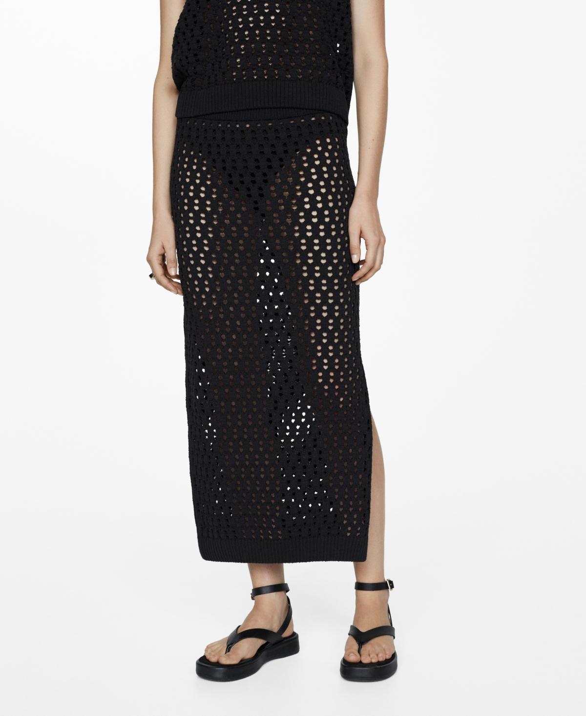 Mango Womens Openwork Knitted Skirt Product Image