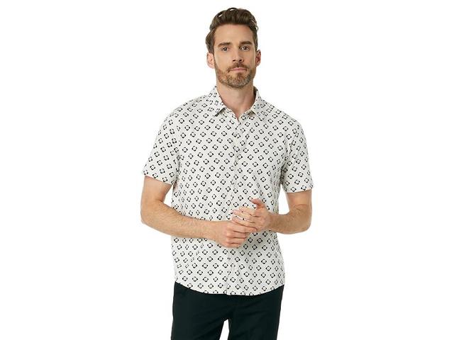 Vince Geo Floral Printed Short Sleeve Button-Down (Bone/Coastal) Men's T Shirt Product Image