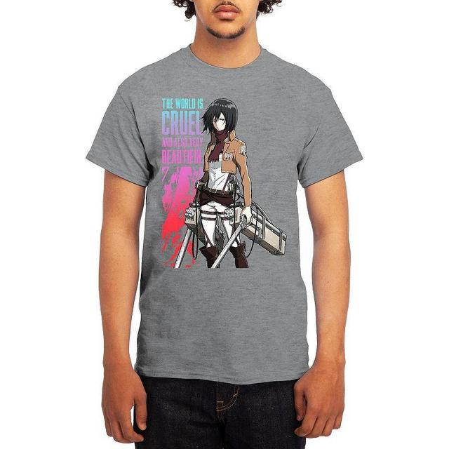 Mens Attack on Titan Tee Grey Lt Blue Product Image