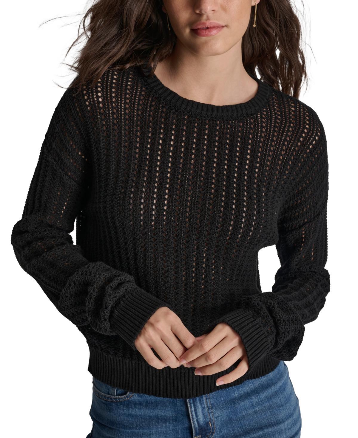 Dkny Jeans Womens Open-Stitch Long-Sleeve Sweater Product Image