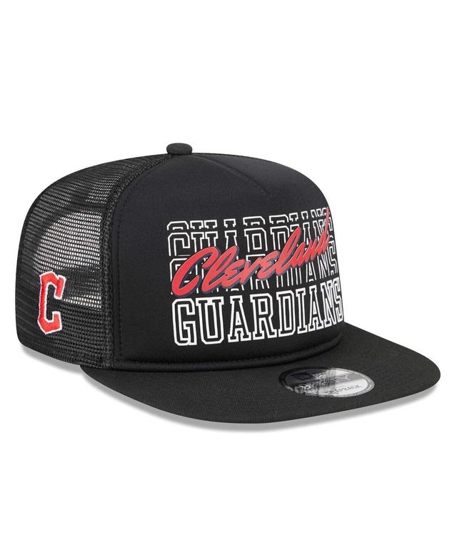 Mens New Era Black Cleveland Guardians Street Team A-Frame Trucker 9FIFTY Snapback Hat Product Image