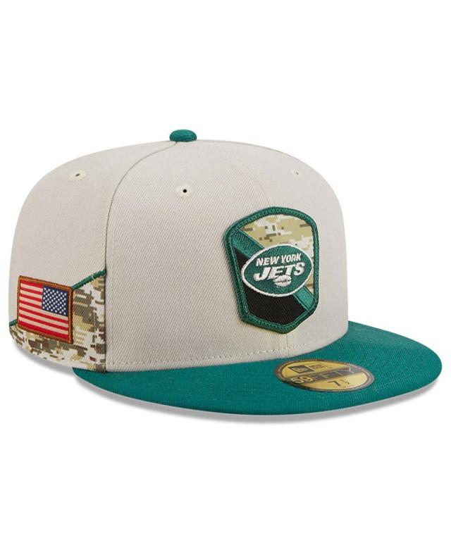 Mens New Era  Stone/Green New York Jets 2023 Salute To Service 59FIFTY Fitted Hat Product Image