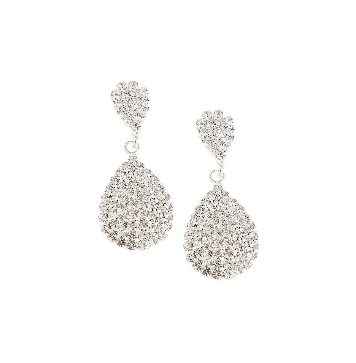 Sohi Womens Silver Embellished Teardrop Earrings Product Image