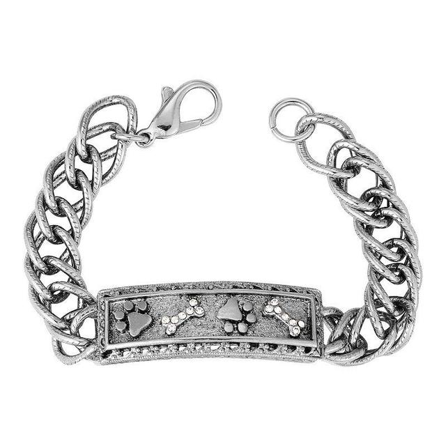 1928 Crystal Bone And Paw Bar Link Bracelet, Womens, Gray Product Image