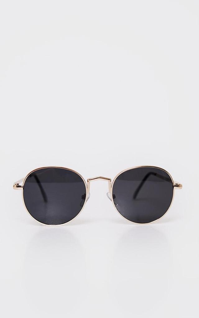 Black Rounded Lens Retro Sunglasses Product Image