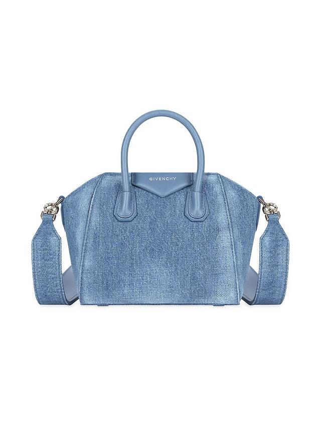 Womens Antigona Toy Top Handle Bag in Washed Denim Product Image