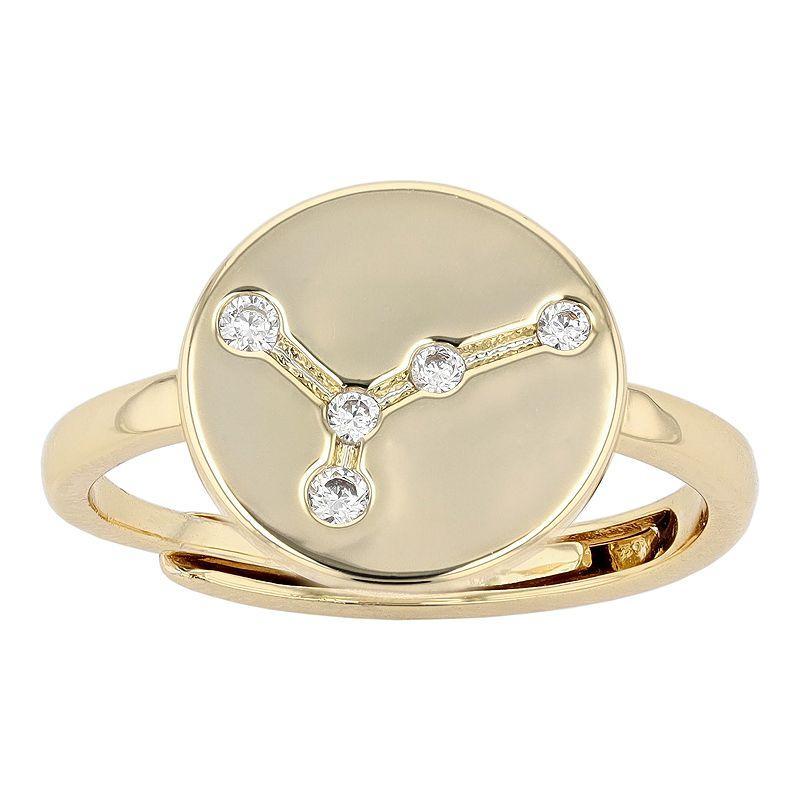 City Luxe Horoscope Cubic Zirconia Disk Horoscope Adjustable Ring, Womens, Gold Tone Capricorn Product Image