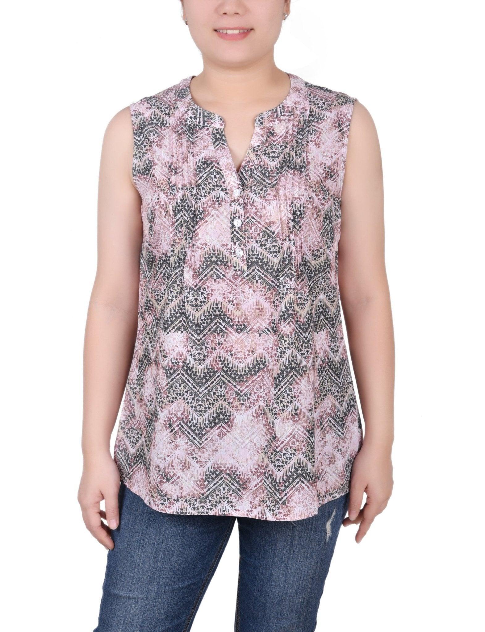 Sleeveless Pintucked Blouse - Petite Product Image