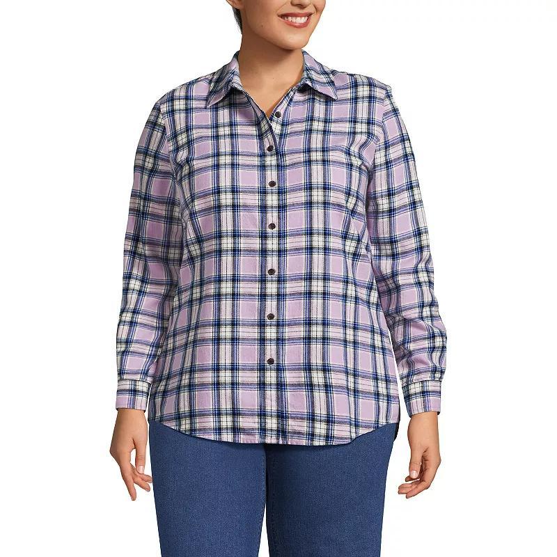 Plus Size Lands End Plaid Boyfriend Flannel Shirt, Womens Product Image