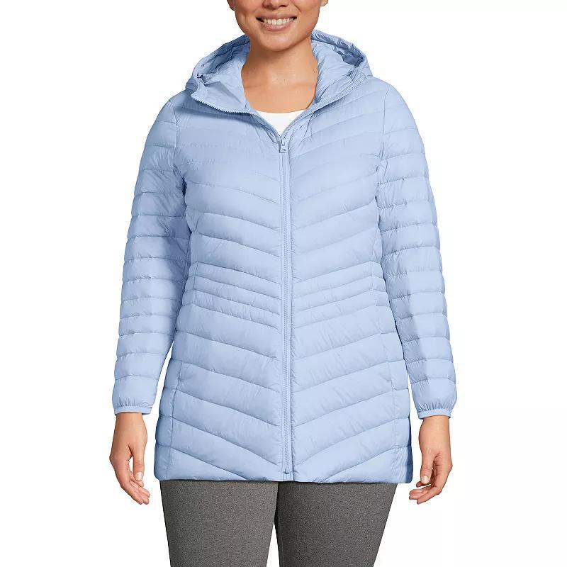 Plus Size Lands End Hood Wanderweight Ultralight Down Packable Jacket, Womens Blushed Purple Product Image