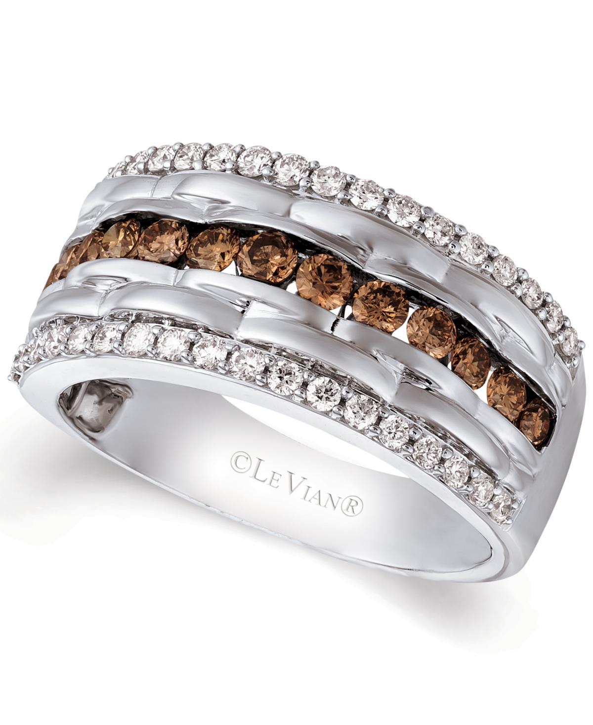 Le Vian Chocolatier Mens Diamond Multi-Row Ring (1-1/3 ct. t.w.) in 14k White Gold Product Image