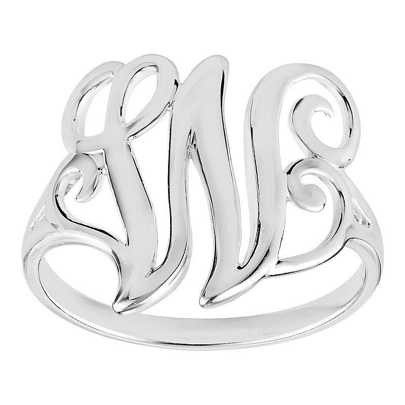 Womens PRIMROSE Sterling silver polished monogram initial B band ring size 7., Womens Grey Product Image