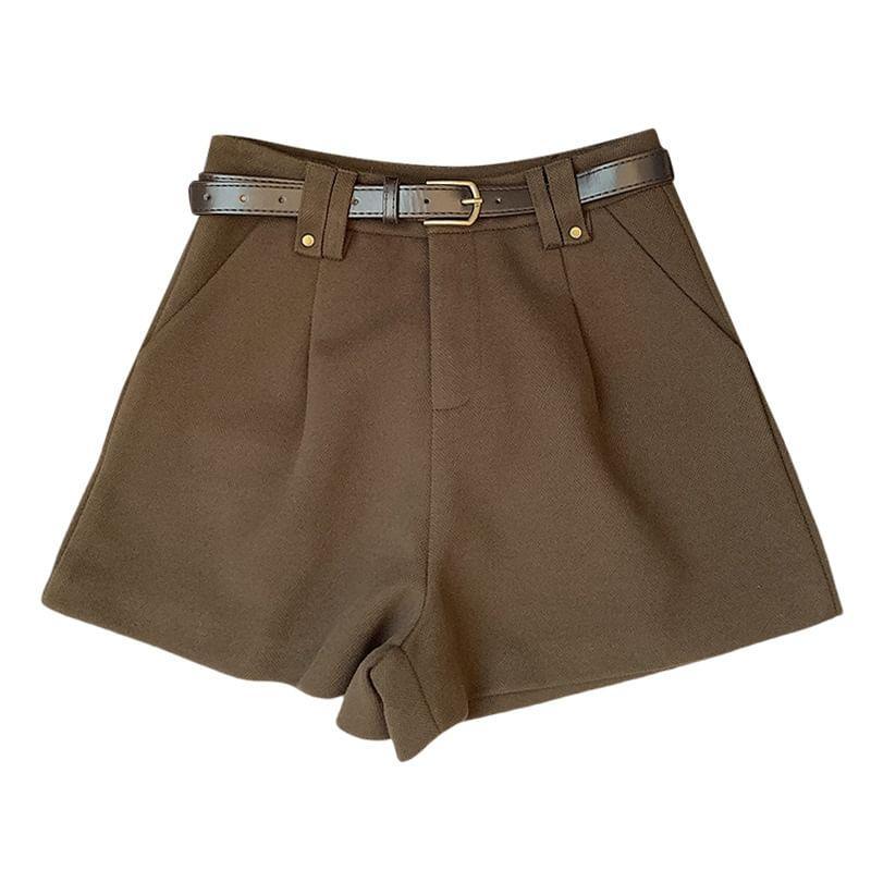 High Waist Plain Dress Shorts Product Image