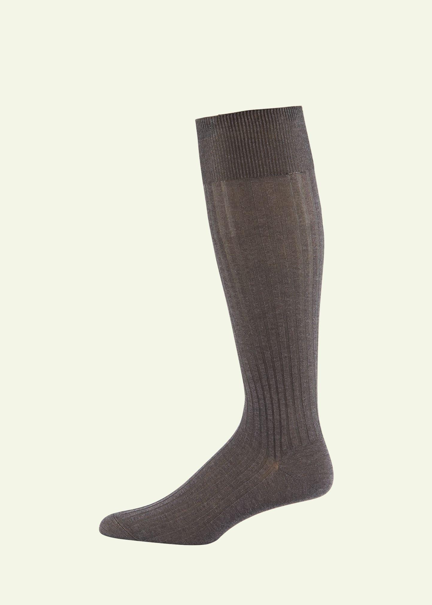 Mens Over-the-Calf Ribbed Lisle Socks Product Image