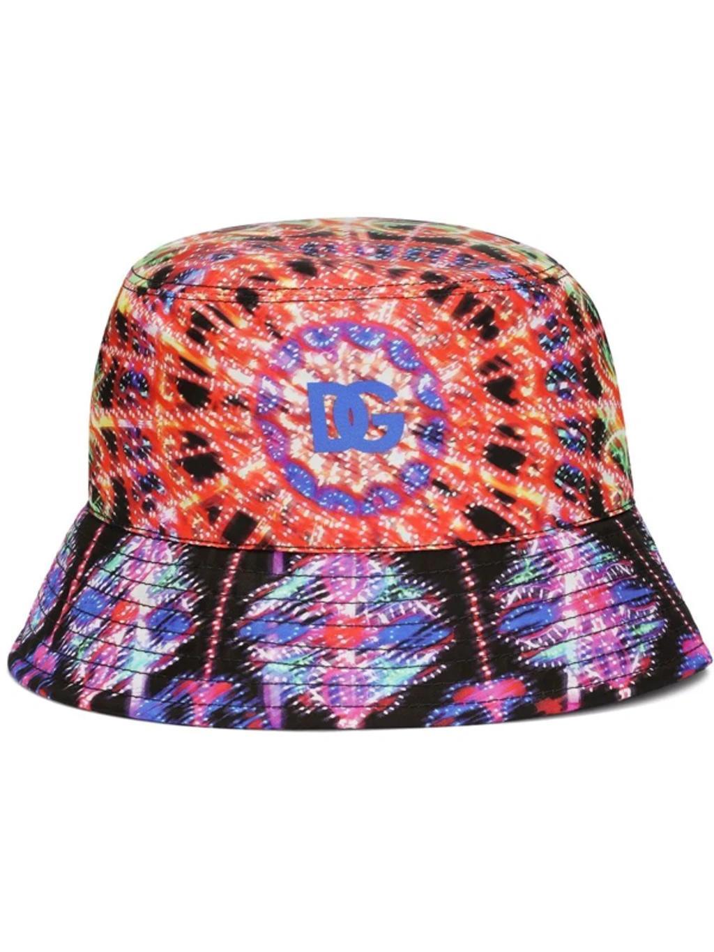 Psychedelic Print Bucket Hat In Multicolour Product Image