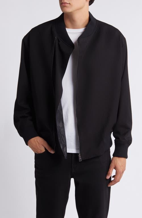 HUGO BOSS Hugo Mens Black Contrasting-panelled Shell And Organic-cotton Filled Bomber Jacket Product Image