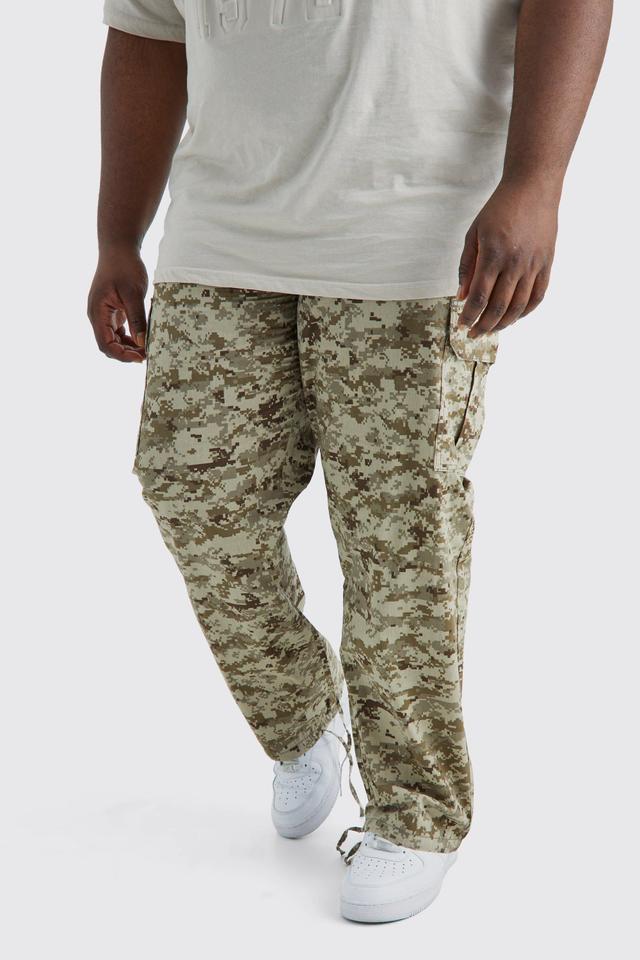 Plus Relaxed Tie Hem Pixilated Camo Cargo Pants | boohooMAN USA Product Image