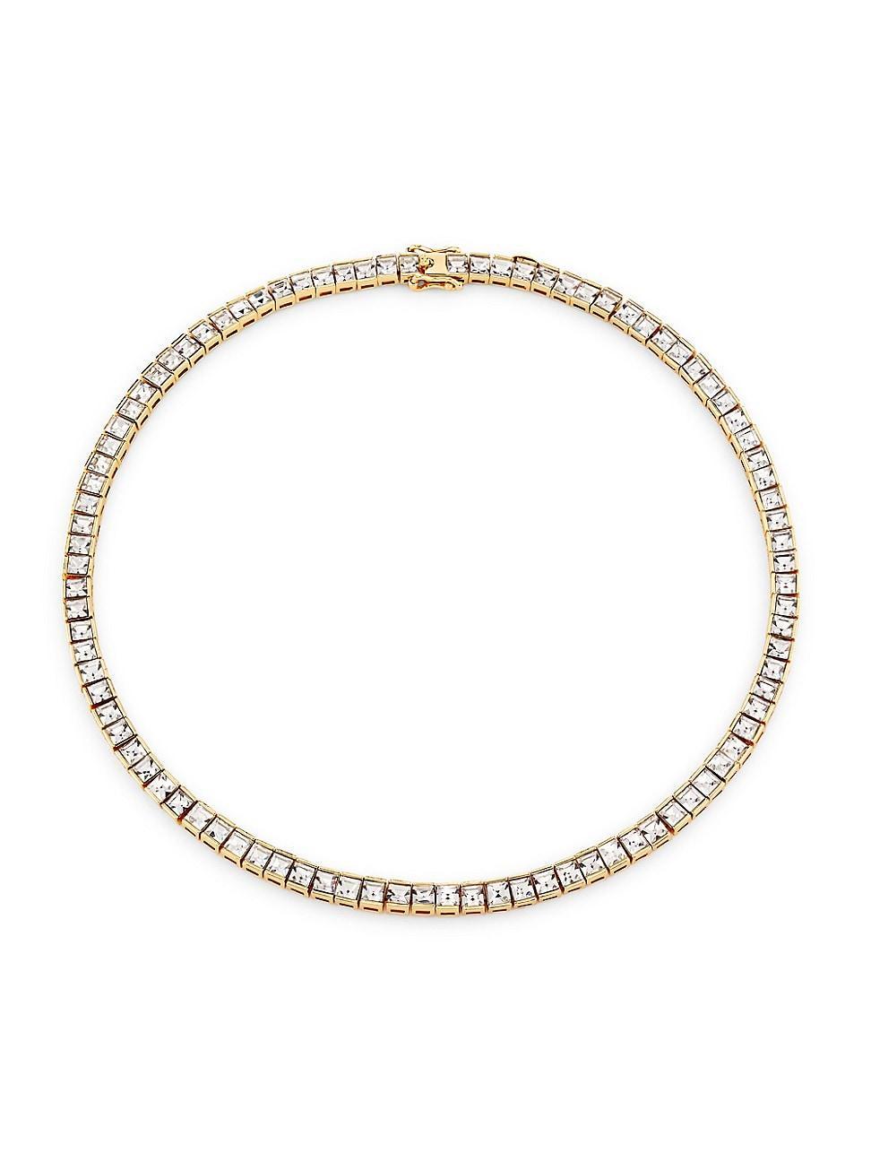 Womens 14K Gold-Plated & Glass Crystal Tennis Necklace Product Image