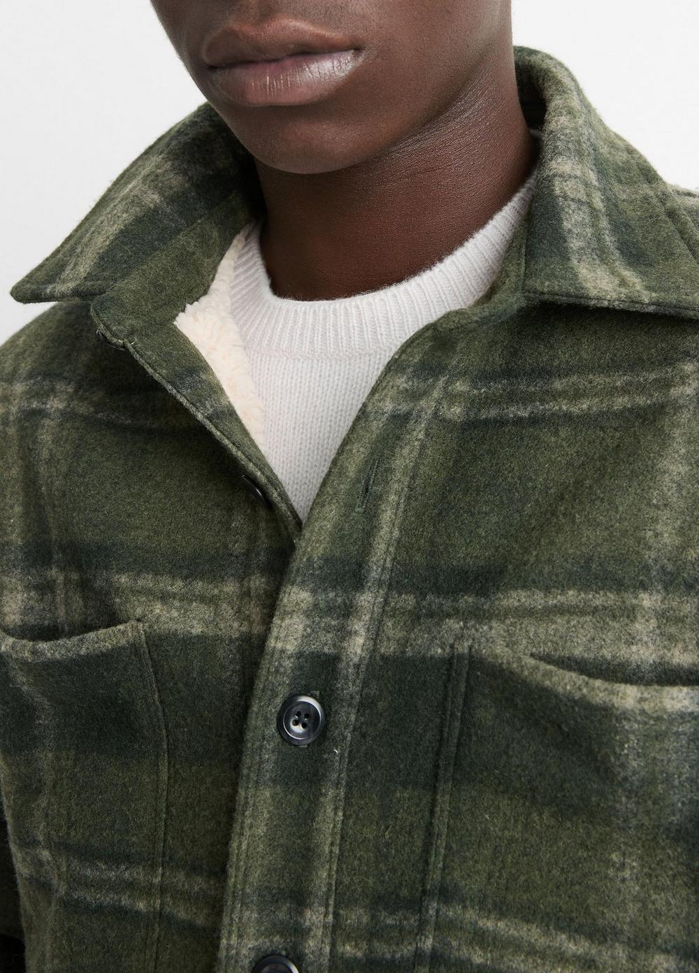 Sherpa-Lined Plaid Shirt Jacket Product Image