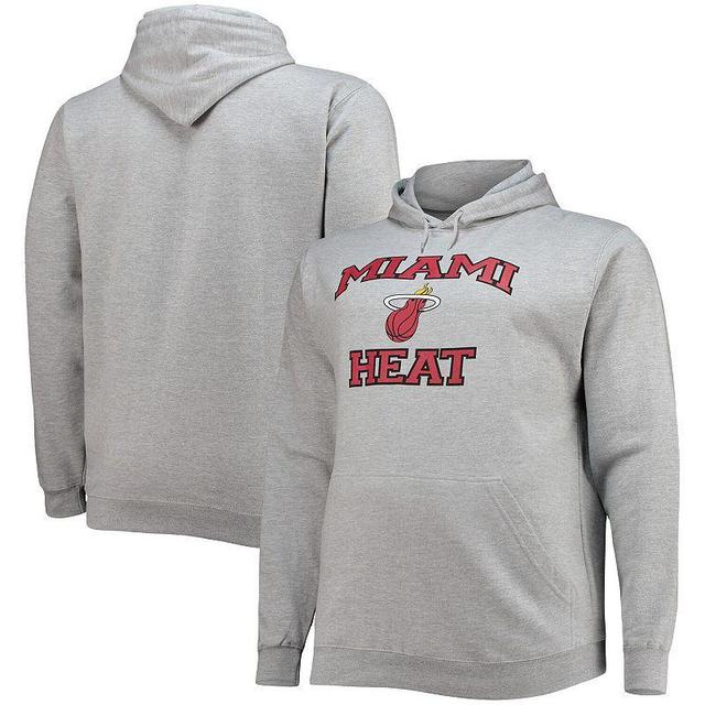 Mens Heathered Gray Miami Heat Big & Tall Heart & Soul Pullover Hoodie Product Image