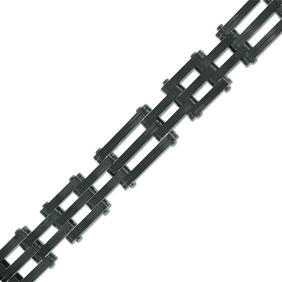 Men's 13.0mm Brushed Bridge Link Bracelet in Stainless Steel with Black IP- 8.5" Product Image