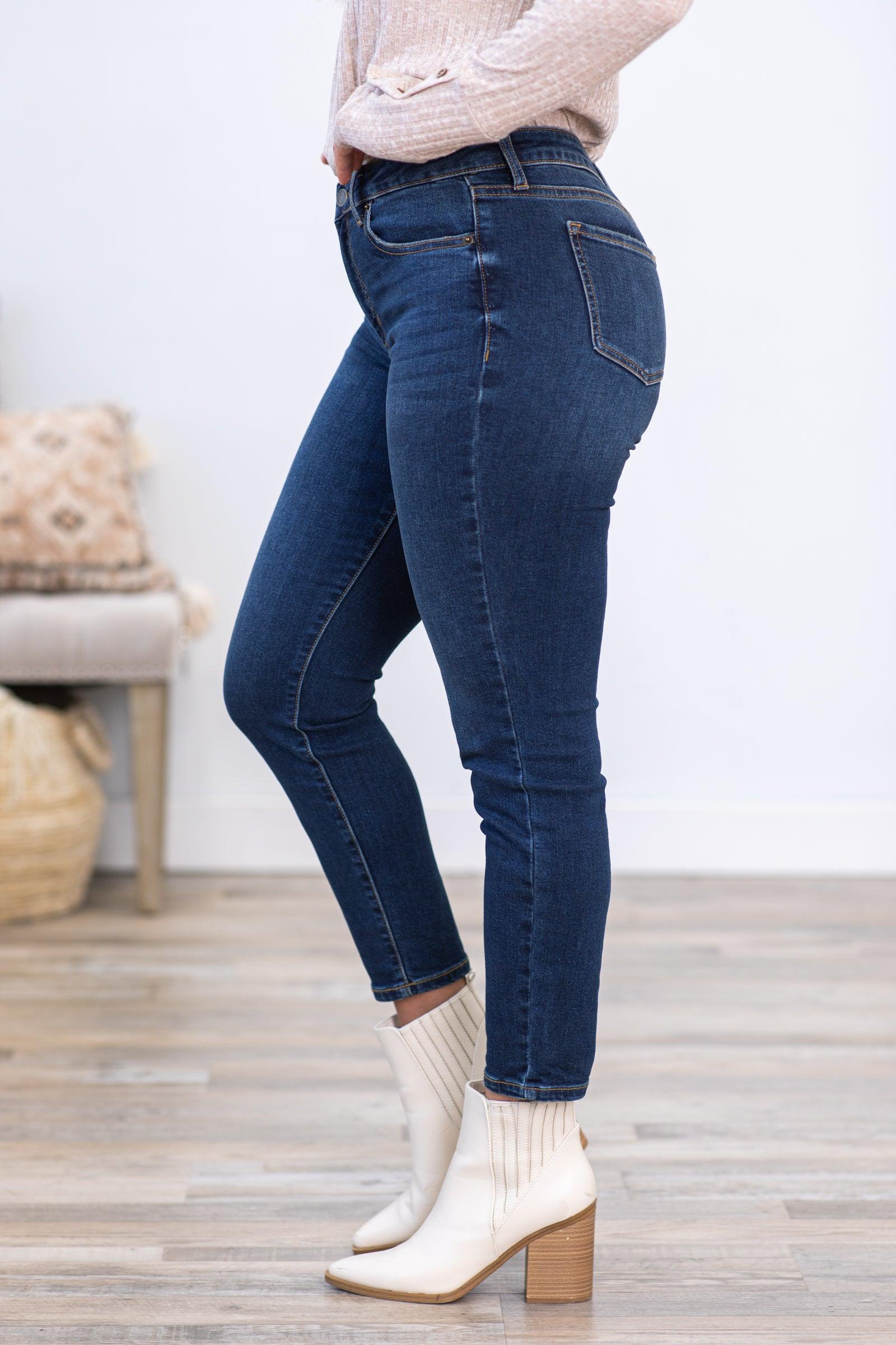 Sneak Peek Medium Wash Mid Rise Skinny Jeans Product Image