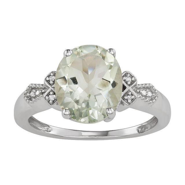 Jewelexcess Sterling Silver Green Quartz & Diamond Accent Ring, Womens Product Image