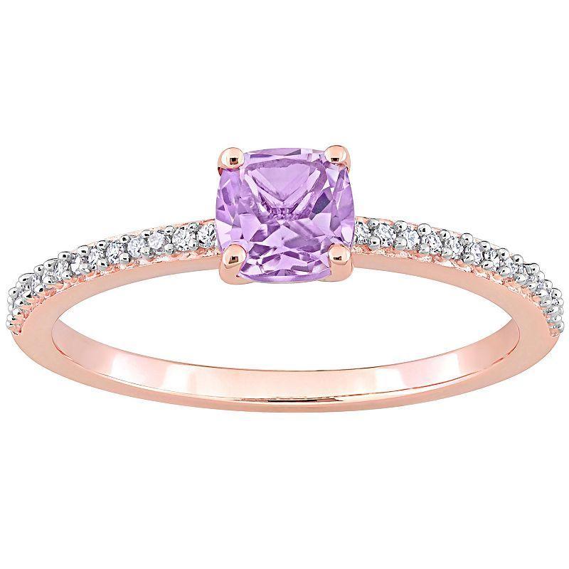 Stella Grace 10k Rose Gold Rose de France Amethyst & Diamond Accent Promise Ring, Womens Product Image