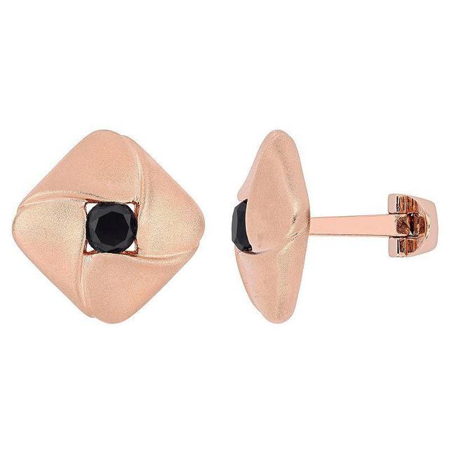 Stella Grace Mens Rose Gold Tone Sterling Silver 1 1/2 Carat T.W. Black Diamond Square Cuff Links Product Image