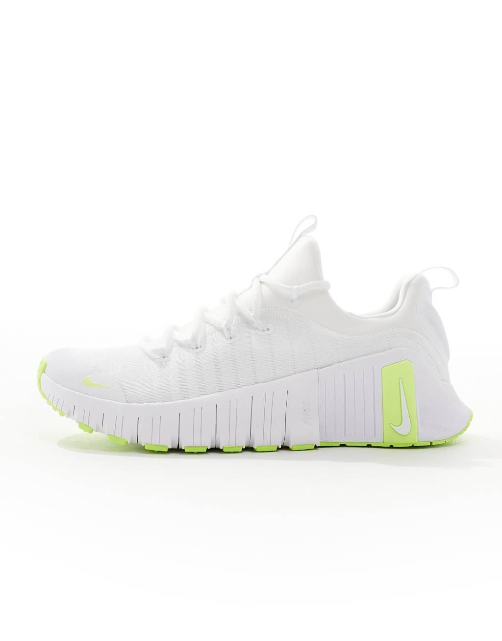 Nike Training Free Metcon 6 sneakers in white and green Product Image