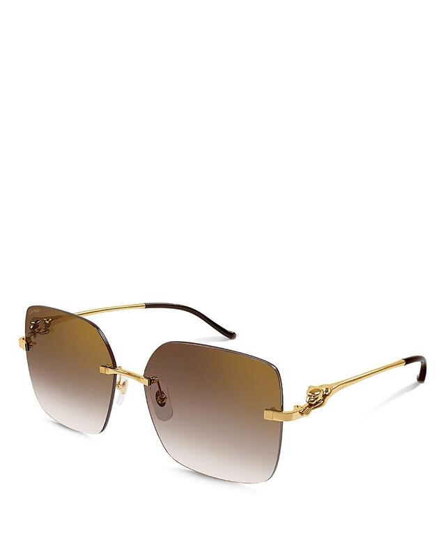 Womens Panthre Classic 24-Carat Gold 60MM Blue Block Square Sunglasses Product Image