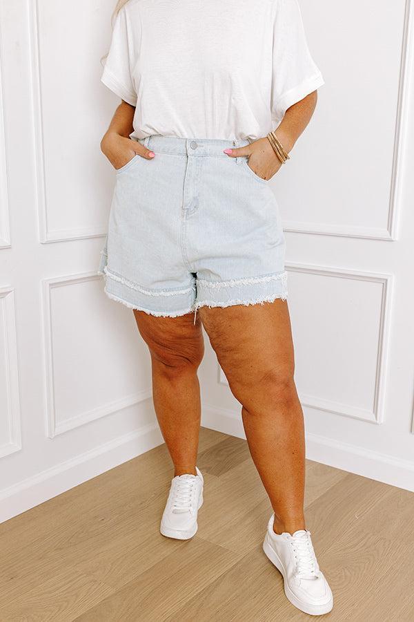 The Allura High Waist Frayed Shorts Curves Product Image