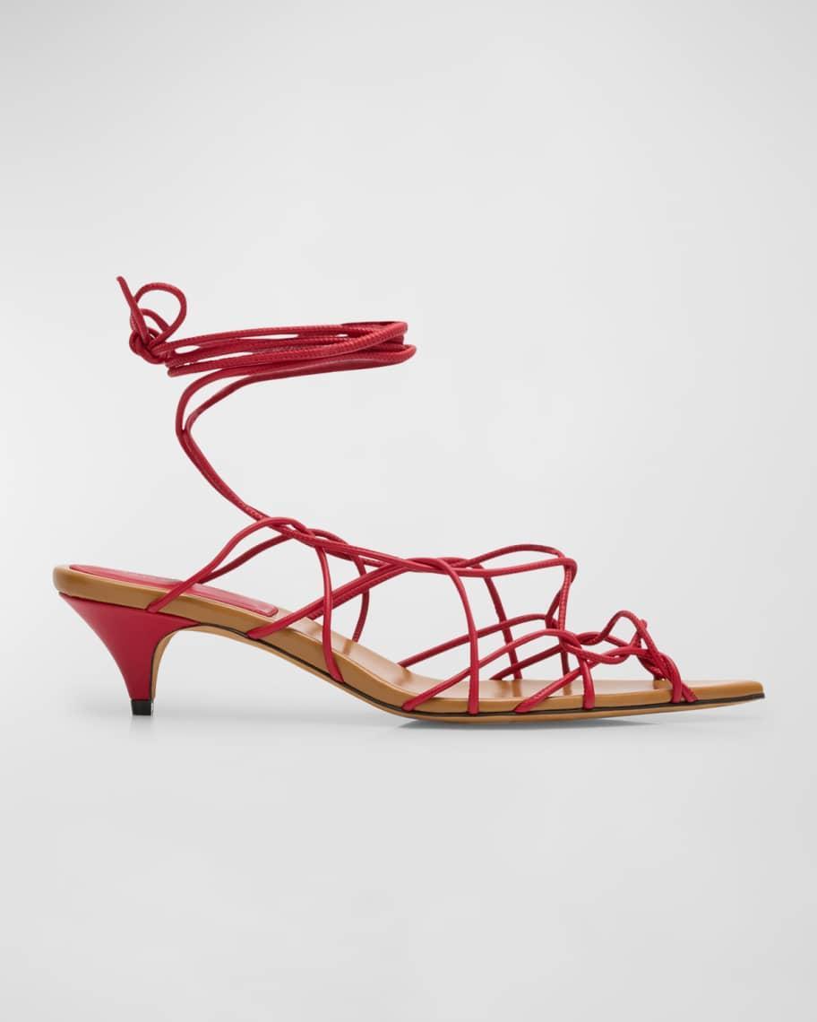 Arden Strappy Caged Ankle-Tie Sandals Product Image