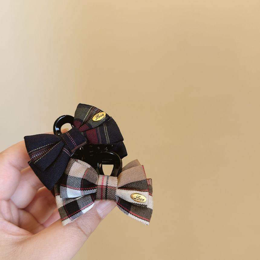 Plaid Bow Fabric Hair Claw Clip Product Image