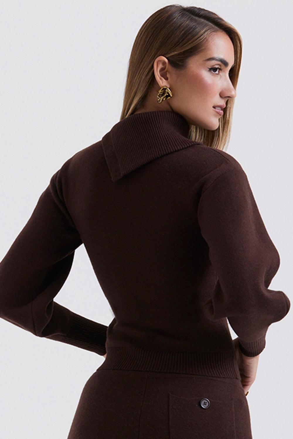 Adelita Chocolate Cashmere Blend Sweater - SALE Product Image