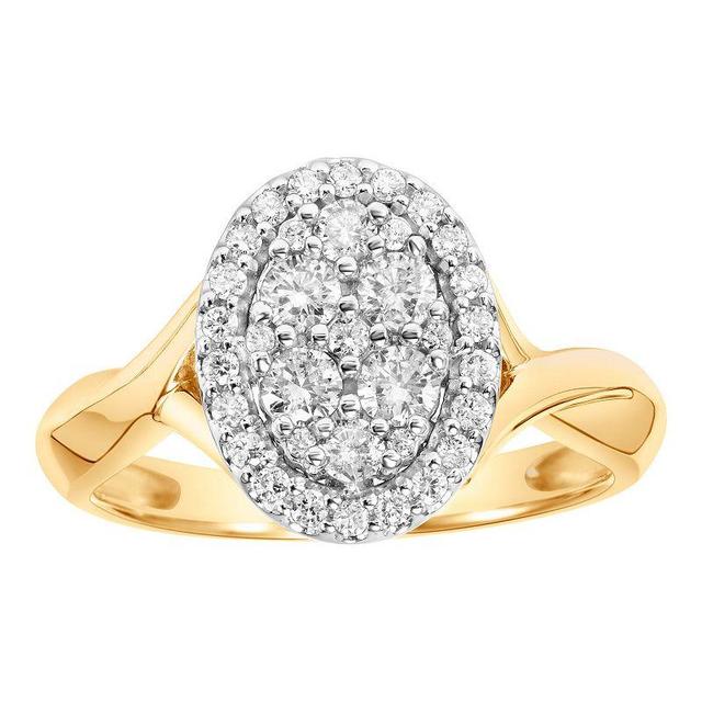 Love Always 10k Gold 1/2 Carat T.W. Diamond Oval Cluster Engagement Ring, Womens Product Image