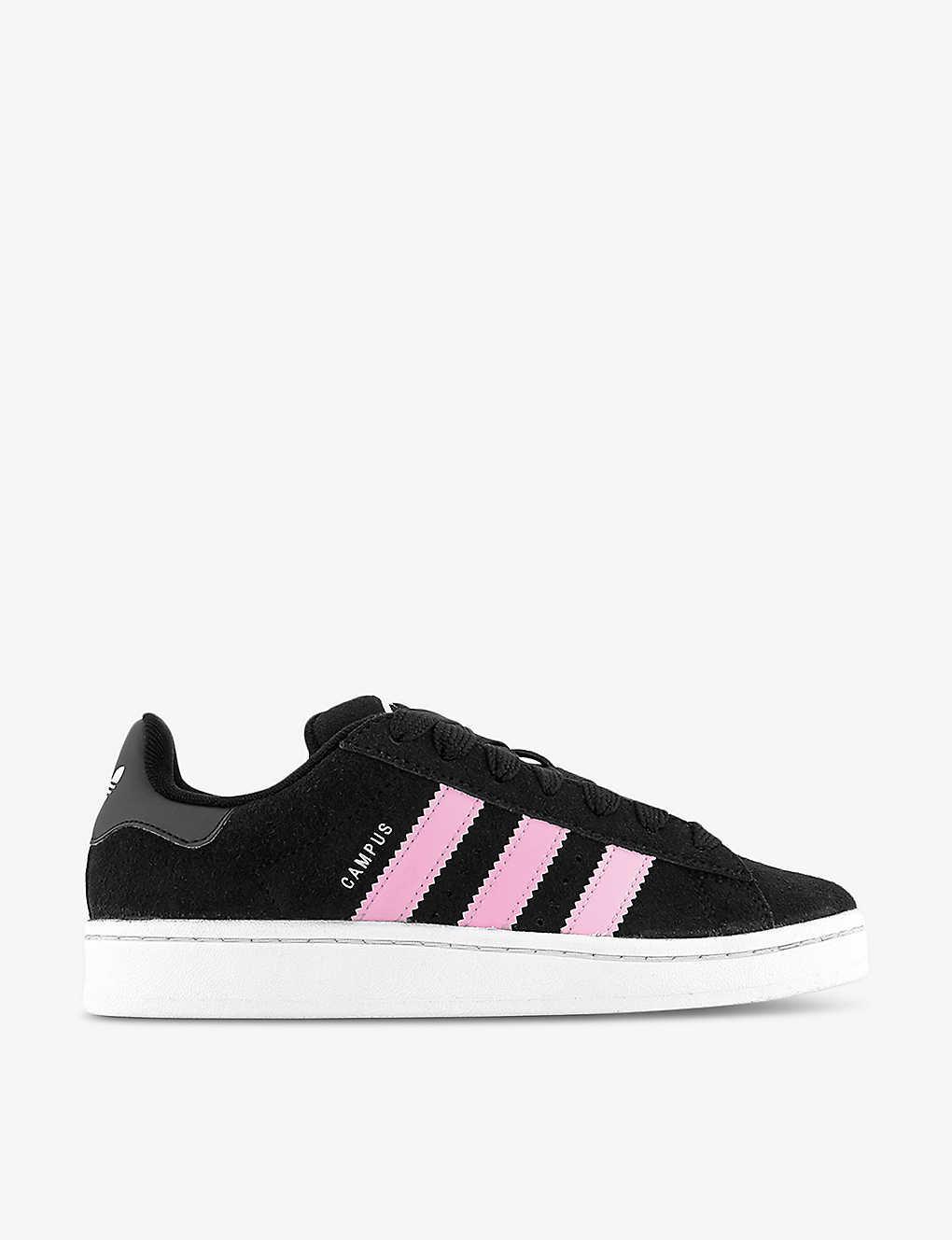 ADIDAS ORIGINALS Adidas Womens Black White True Pink Campus 00s Brand-stripe Low-top Suede Trainers Product Image