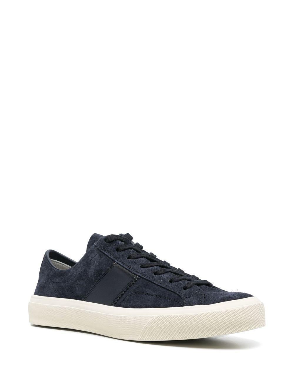 TOM FORD Logo-patch Lace-up Sneakers In Blue Product Image