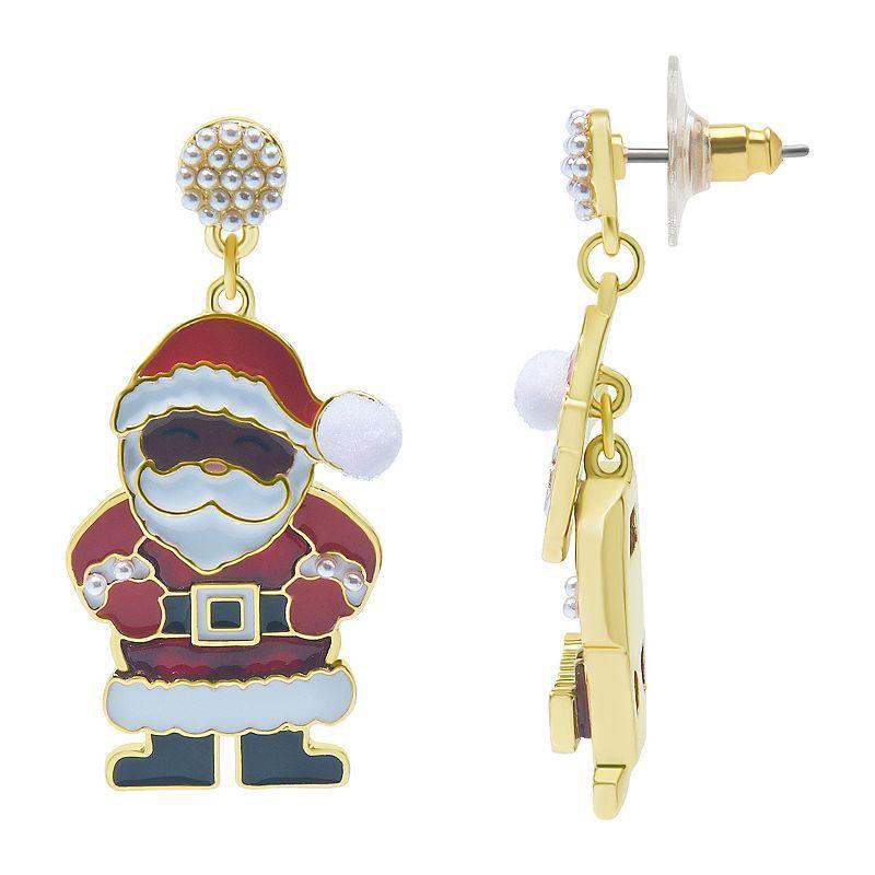 Celebrate Together Deep Skin Tone Santa Claus Drop Earrings, Womens, Red Product Image