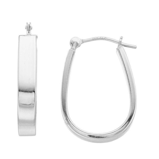 14k White Gold Polished U-Hoop Earrings, Womens, 10k Whgold Product Image