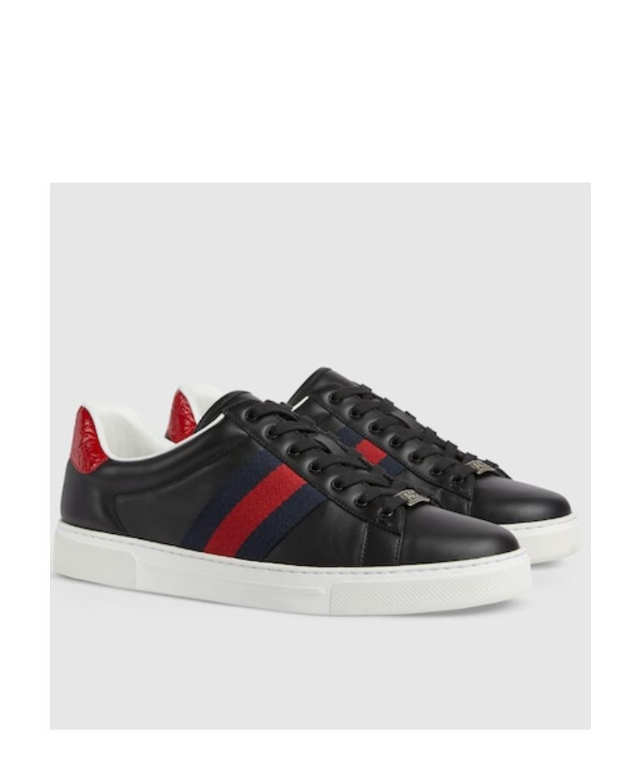 GUCCI Ace Herrensneaker Mit Web In Black Hibiscus Red Product Image