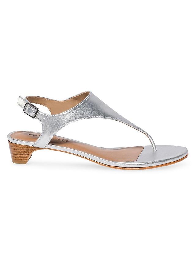 Metallic Low-Heel Thong Slingback Sandals Product Image