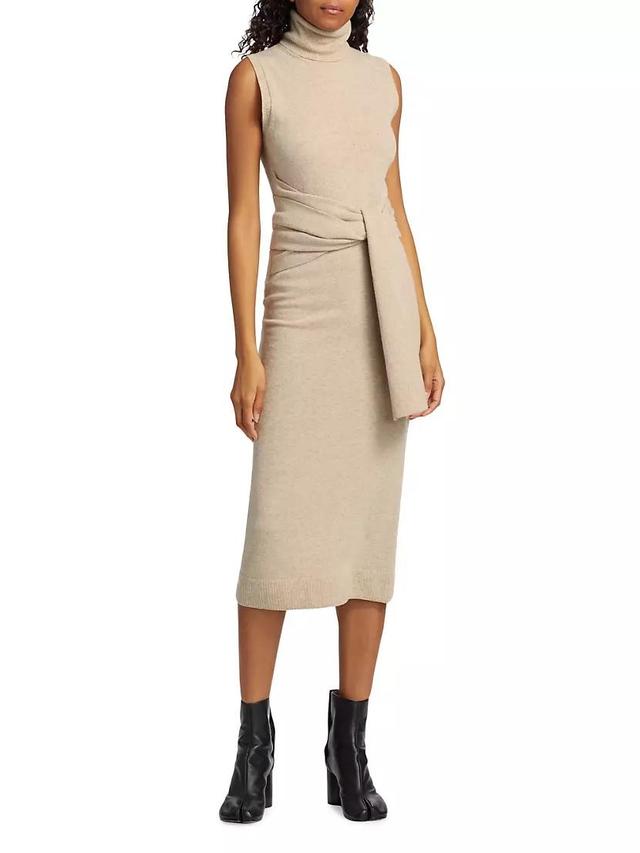 Wool-Blend Tie-Waist Turtleneck Midi-Dress Product Image