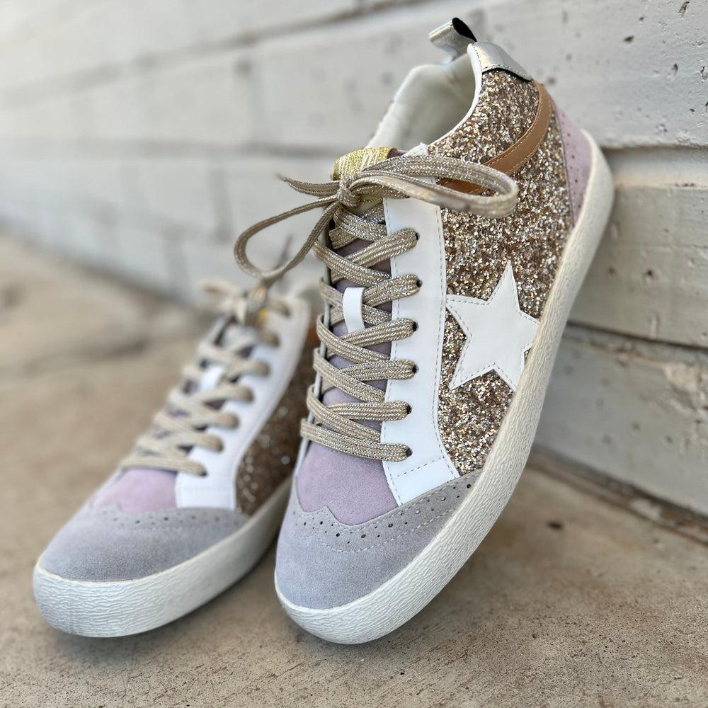 Oxford Lilacs & Gold Sneakers Product Image