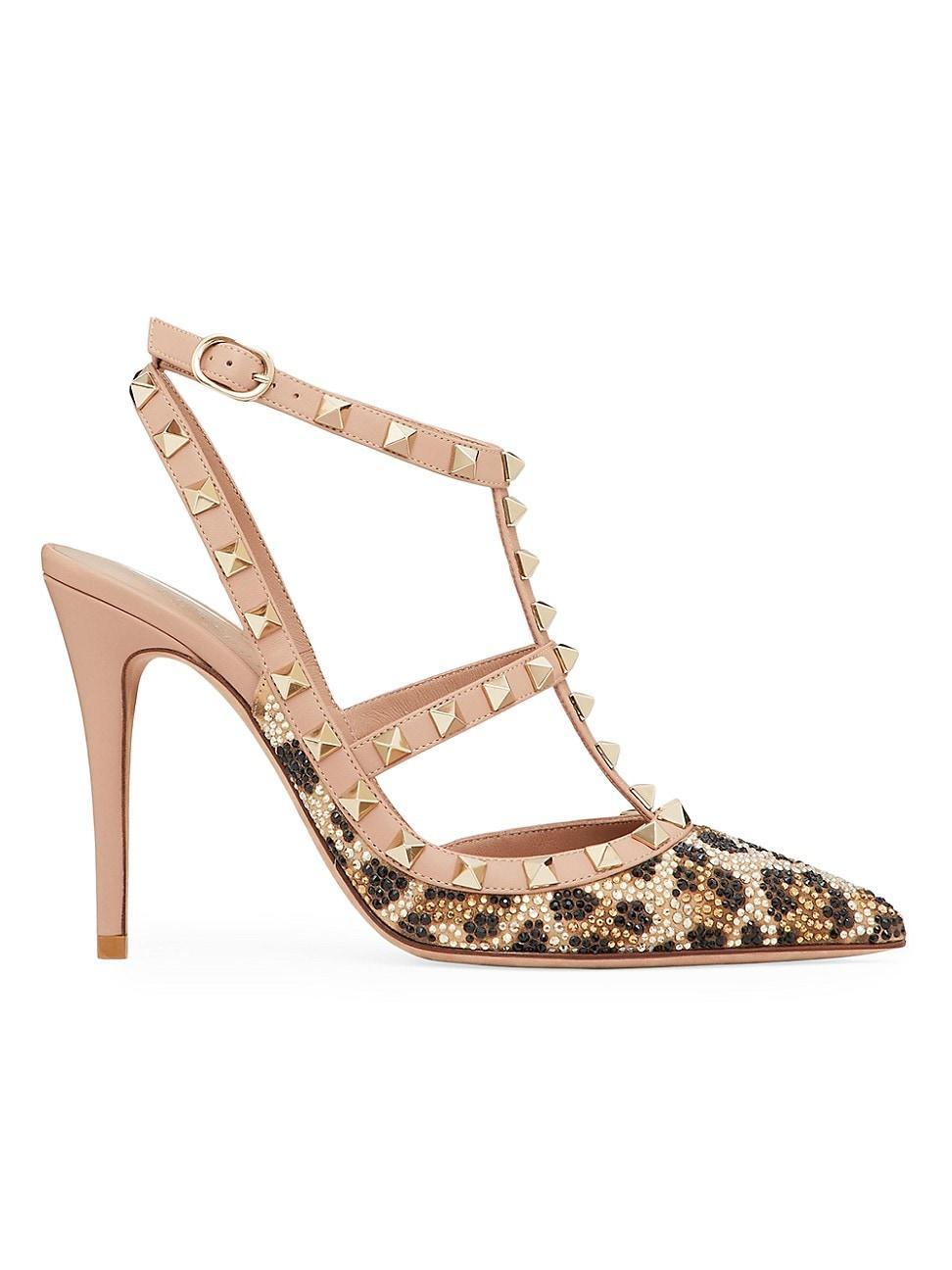 Womens Rockstud Pumps With Animalier Crystal Embroidery 100 MM Product Image