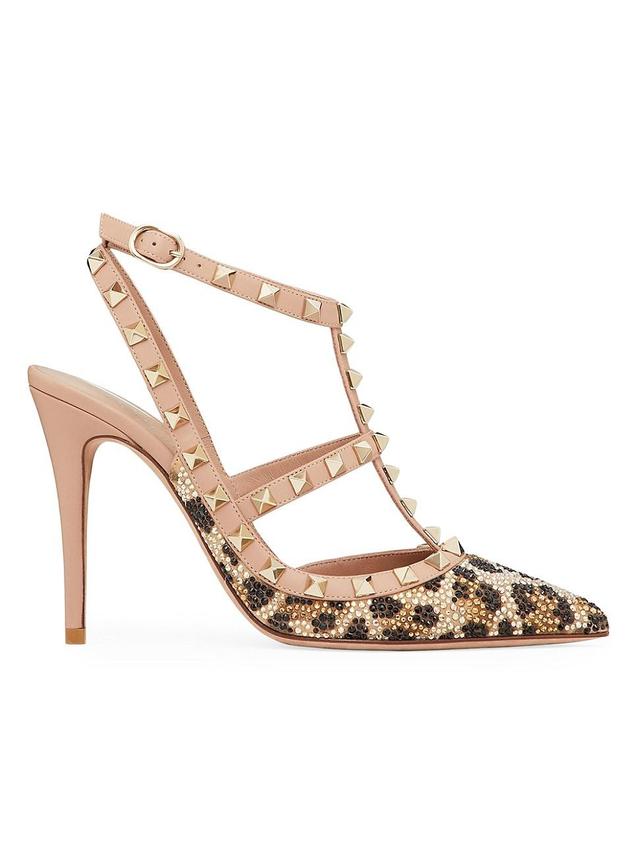 Womens Rockstud Pumps With Animalier Crystal Embroidery 100 MM Product Image