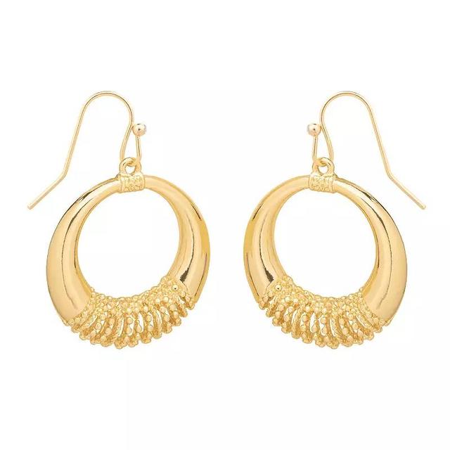 Sonoma Goods For Life Gold Tone Textured Open Circle Drop Earrings, Womens, None Product Image