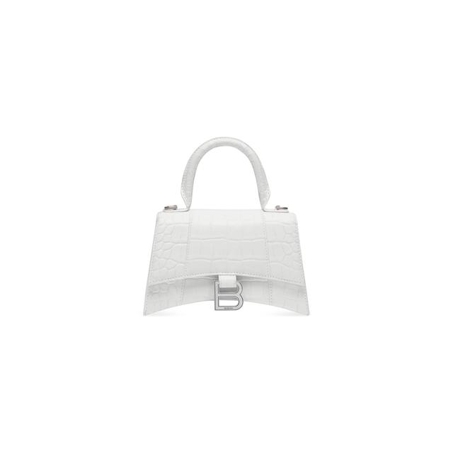 Women's Hourglass Xs Handbag Crocodile Embossed in White Product Image