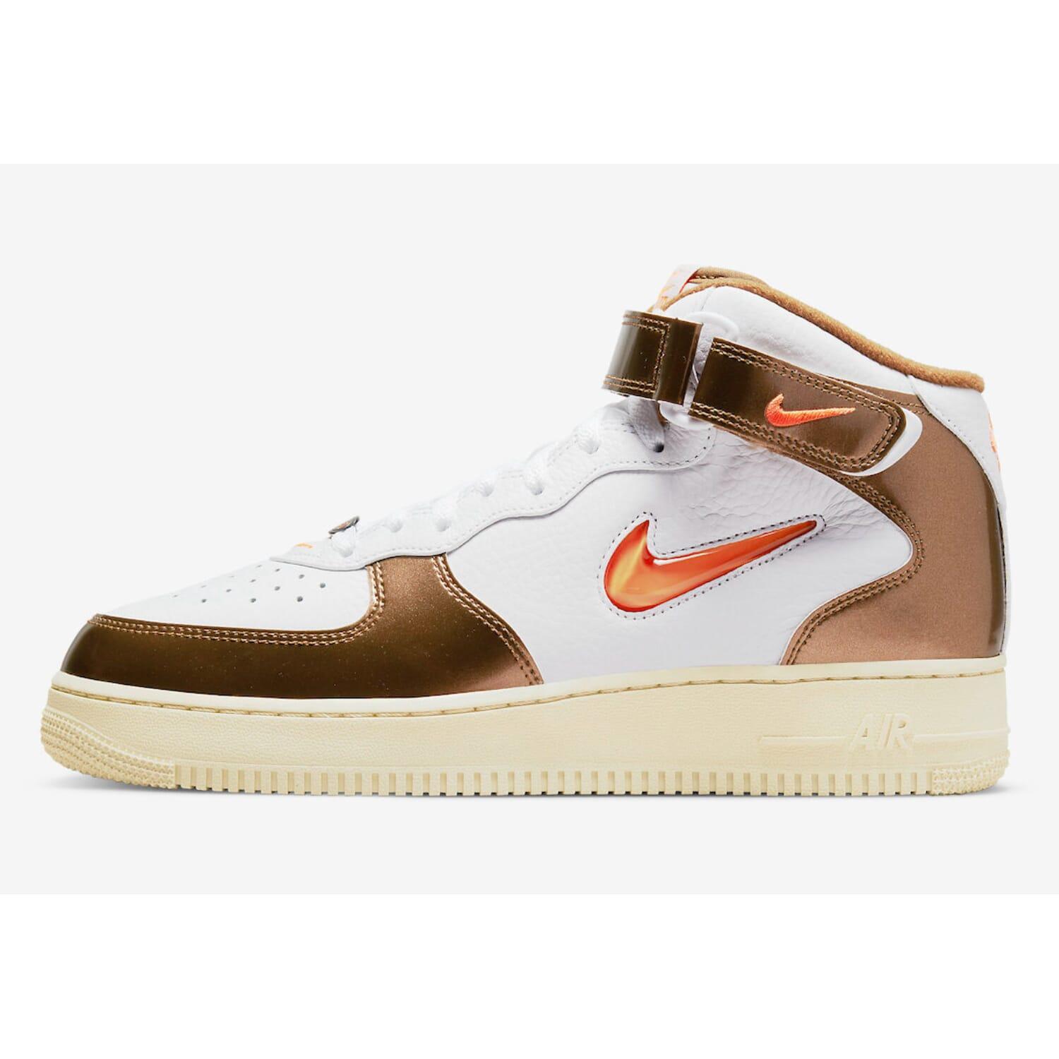 Air Force 1 Mid Qs White/total Orange-ale Brown Dh5623-100 Men's Product Image